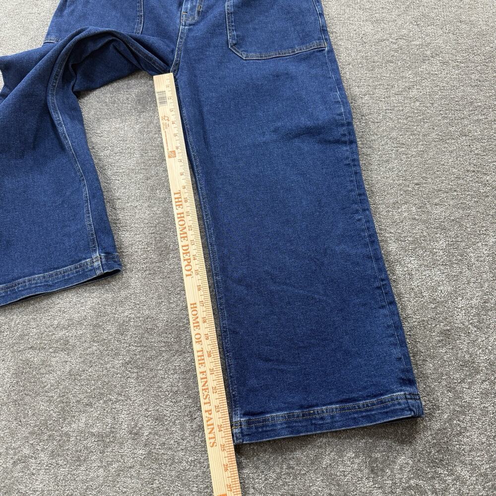 Boden Y2K Womens Cargo Wide Leg Jeans 12R Blue High Rise Deep Pocket Denim Pants - Picture 5 of 9